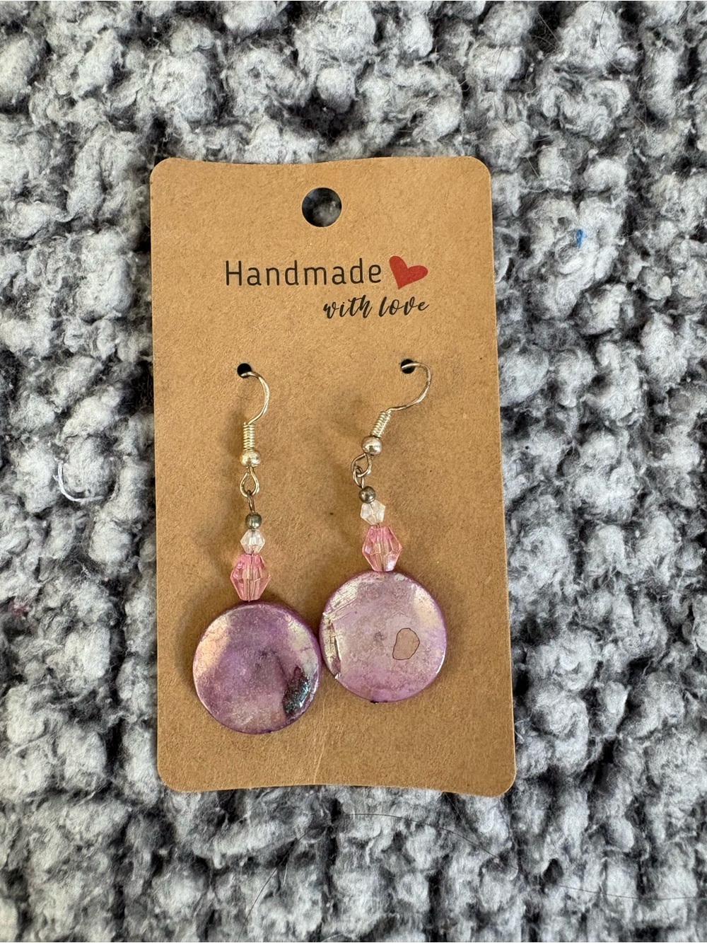 Pink Round Drop Earrings - Handmade with Love